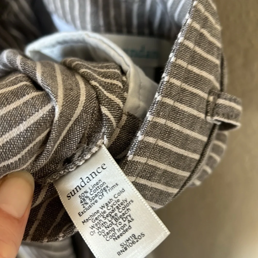 Sundance grey striped linen blend pants
